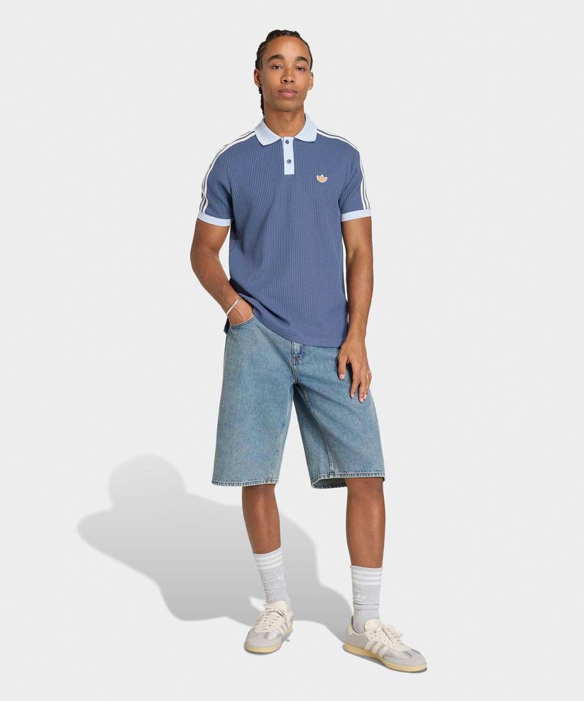 Adidas Waffle Knit Polo Shirt - Blue / Kx1230