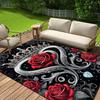 Romantic Roses and Crown Rug: Elegant Black and White Design for Romantic Couples | Luxury Home Decor Skid resistant carpet