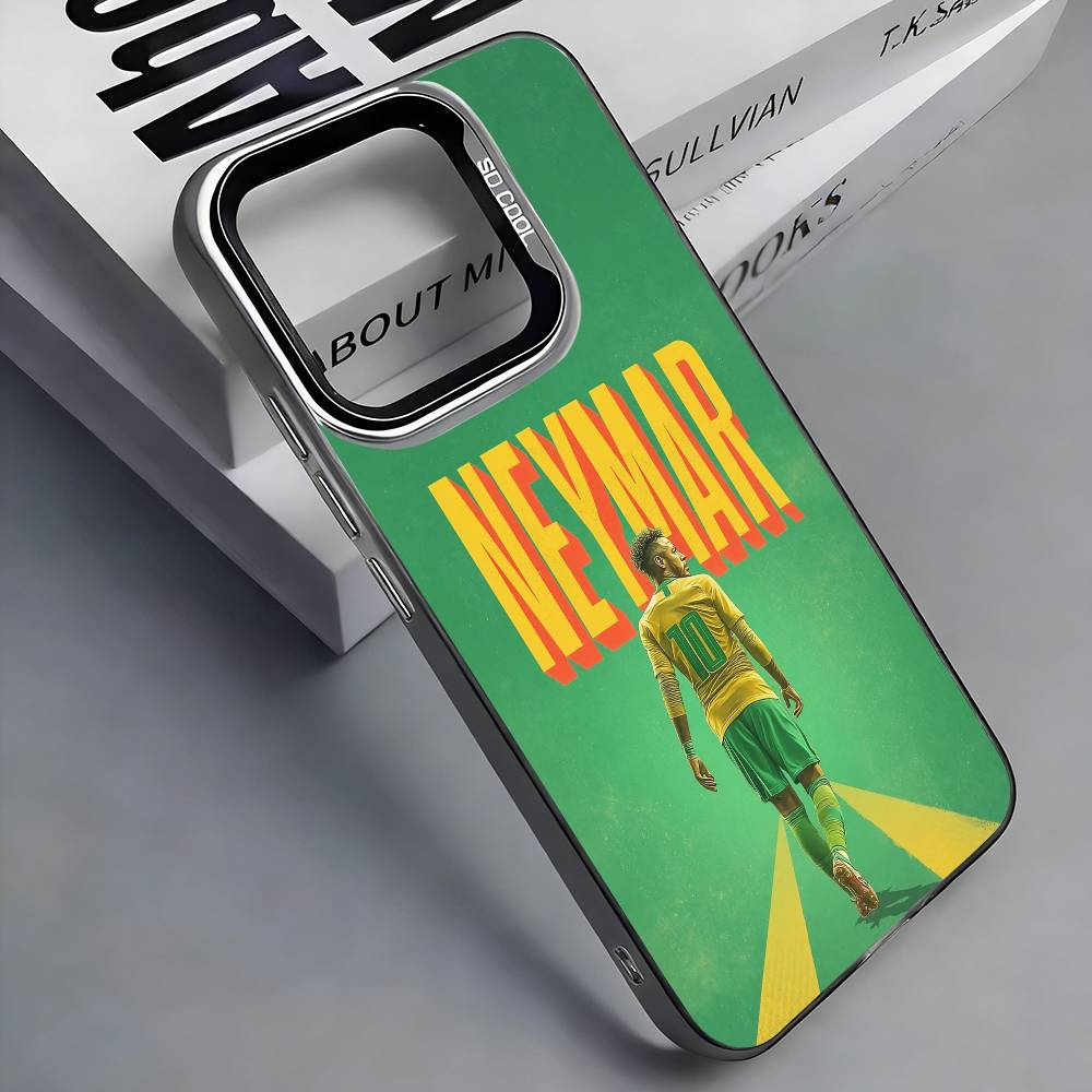 Football 10 For N-Neymar Phone Case For iPhone 17,16,15,14,13,12,11 Plus,Pro Max,Colored Silver Phone Case