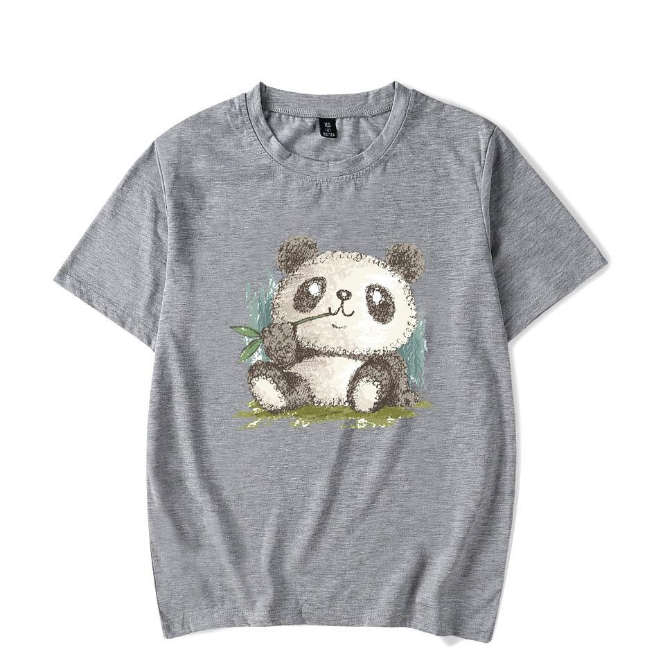 Cute Panda Print T-shirts For Women Summer Lovely Short Sleeve Casual Round Neck T-shirts Ladies Creative Personalized Tops