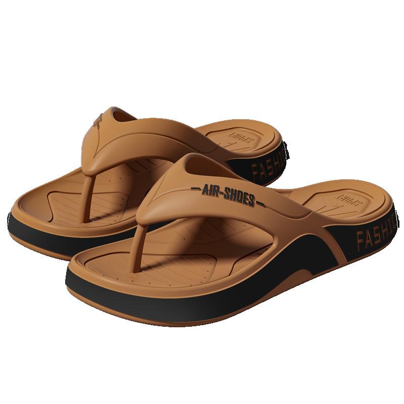 2025 casual fashion wear-resistant flip-flops men's summer soft bottom non-slip beach pinch foot cool slippers
