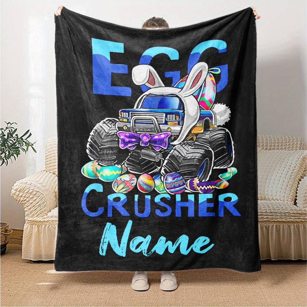 Custom Name Truck Theme Printed Blanket - Perfect for Couch, Bed, Travel & Outdoor Use | Machine Washable, Cozy & Durable.