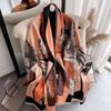 400g Retro Ethnic Bluebird Scarf: Women's Winter Warm Neck Warmer, High-End Imitation Cashmere Shawl.