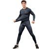 Mens Quick-Dry Compression Gym Set Long Sleeve Top Full-Length Pants Fitness Running Training