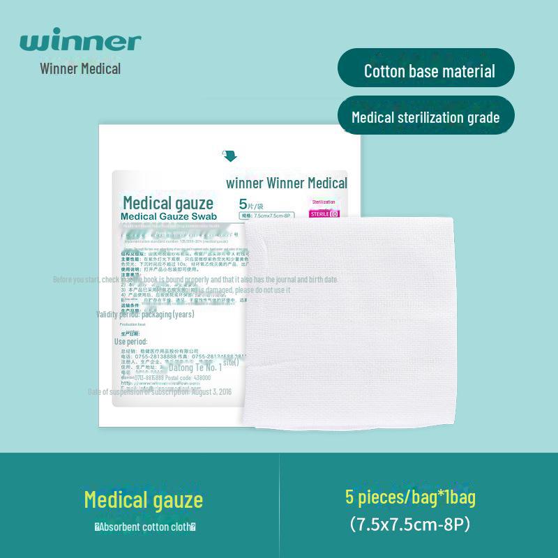 Winner Steady Sterile Disposable Medical Gauze Pieces - 5cm, 7.5cm, 10cm