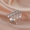 Stainless Steel Flower Of Life Ring Hollow Archangel Amulet Adjustable Ring For Women Sacred Geometry Wicca Jewelery Gift