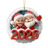 Addobbo Natalizio Babbo Natale 2026 Rotondo 2D Acrilico Babbo Natale Addobbo Albero di Natale per Vacanze Capodanno Decorazioni per la Casa