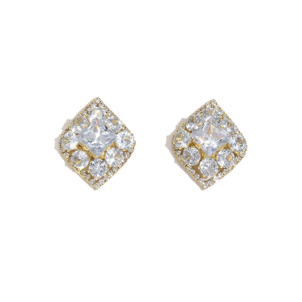 Fashionable Diamond Shaped Design Earrings with a Light Luxury Style and High-end Feel for Women