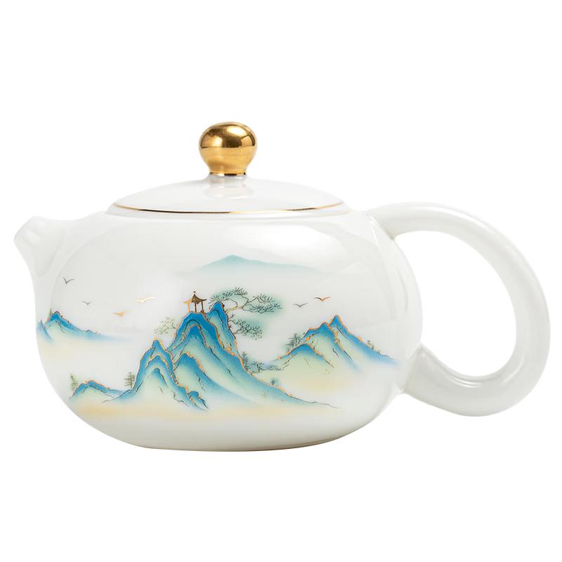 Gold Inlaid Jade Porcelain Xishi Teapot