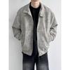 Men's Trendy American Style Leather Bomber Jacket - Loose Fit, Lapel Short Motorcycle Design for Autumn