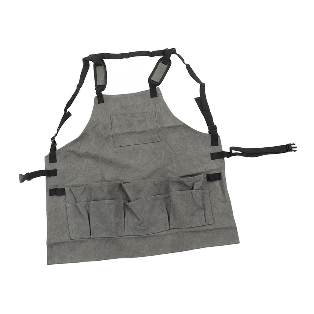 Woodworking Apron Canvas Gray Multiple Pockets Collapsible Woodworking Shop Apron for Men Women