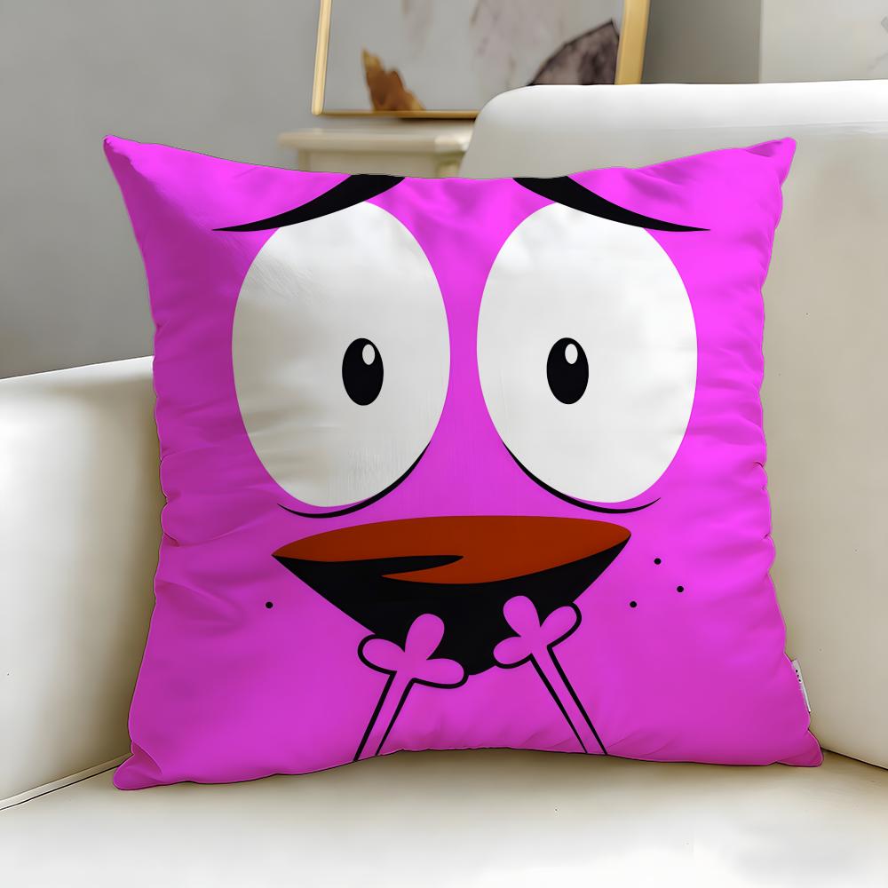 Cartoon Courage the Cowardly Dog Cushion Cover Soft & Easy-Wash Pillow Case – Versatile for Couch, Bed, Travel and Office