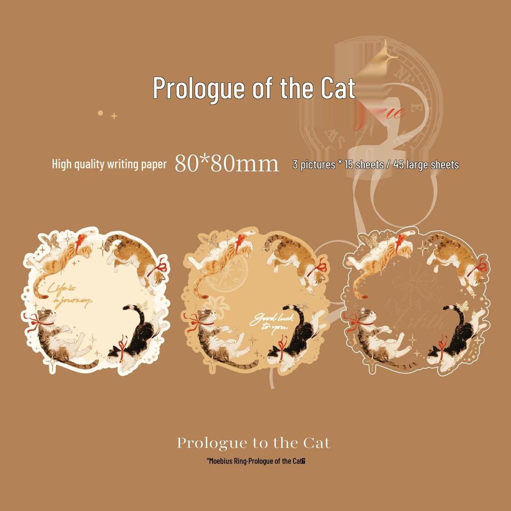 Moyan Möbius Strip Cat-Themed Embossed Sticky Notes: 3-Pack Korean Style, Irregular Shape