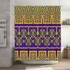 Luxury Bathroom Shower Curtain Set Blue Gold Geometric Pattern with Diamond Design Polyester Fabric for Bathtub Decorations Perf