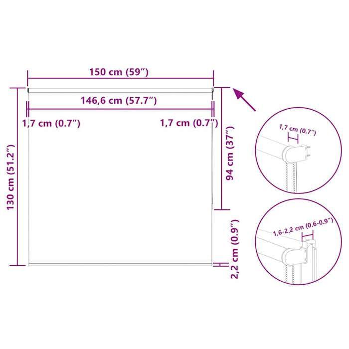 VidaXL Blackout Roller Blind Coffee 150x130cm Fabric Width, Day and Night Blind, Kitchen Blind, Blind 4010982