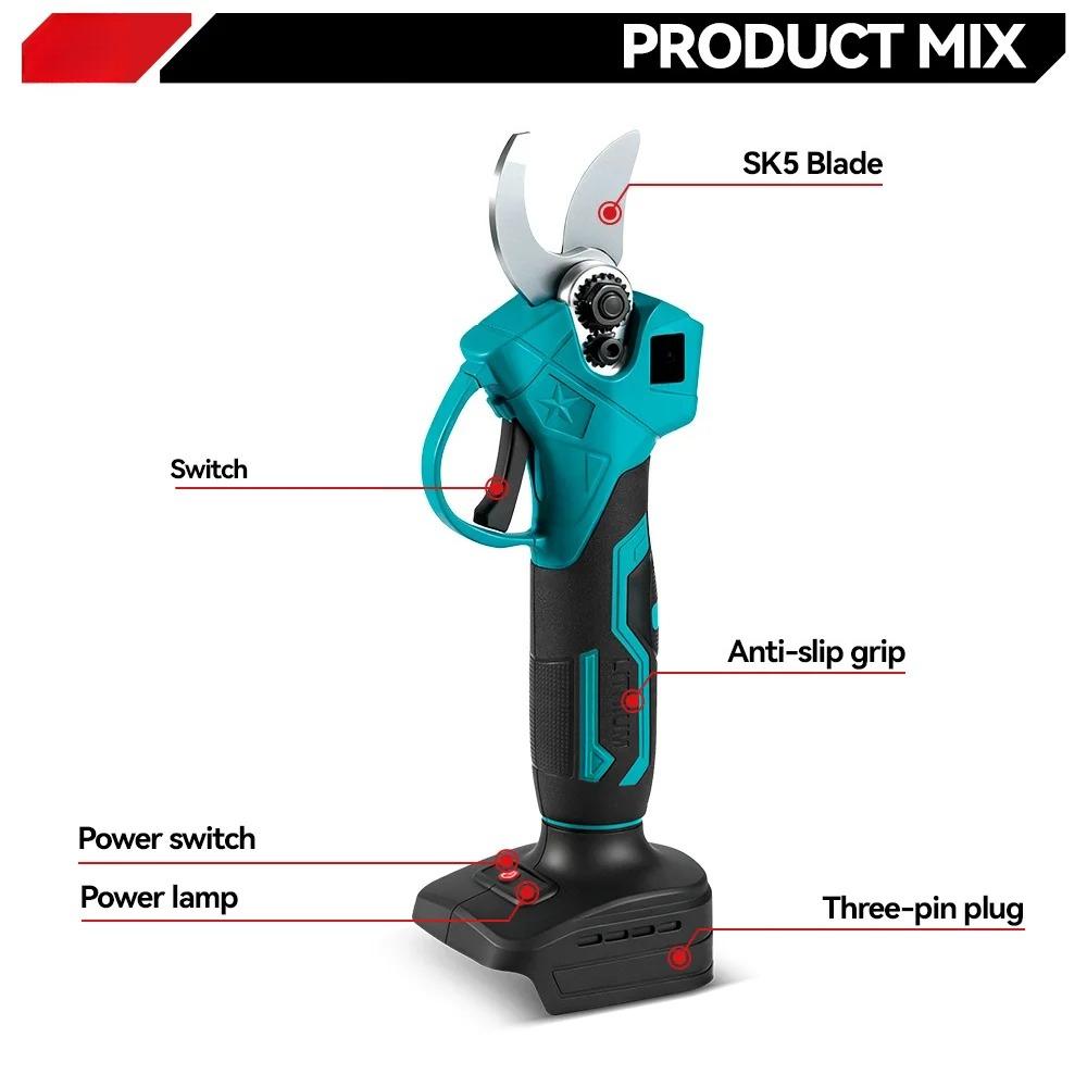 1000W 30MM Brushless Electric Scissors Cordless Electric Pruning Shear Garden Cutting Power Tools For  Battery Pin