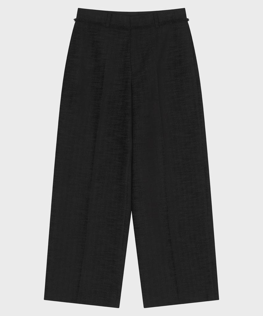 NOIRER Tweed Low-Cut Wide Slacks (Black)