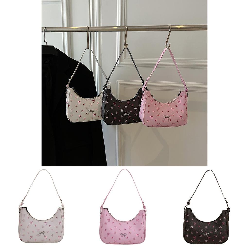 Elegant Pu Crossbody Bag With Bow And Floral Print Design For Urban Style