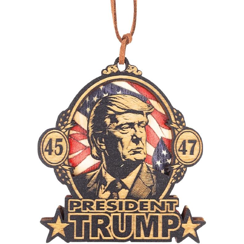 45-47 President Trump Wood Carved Ornament, Election Keepsake, Inaguration Day, 3.5 Inches