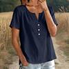 Women Loose Fit Casual Short Sleeve Button Down Shirt Cotton Linen Top with Relaxed Neckline for Everyday Wear