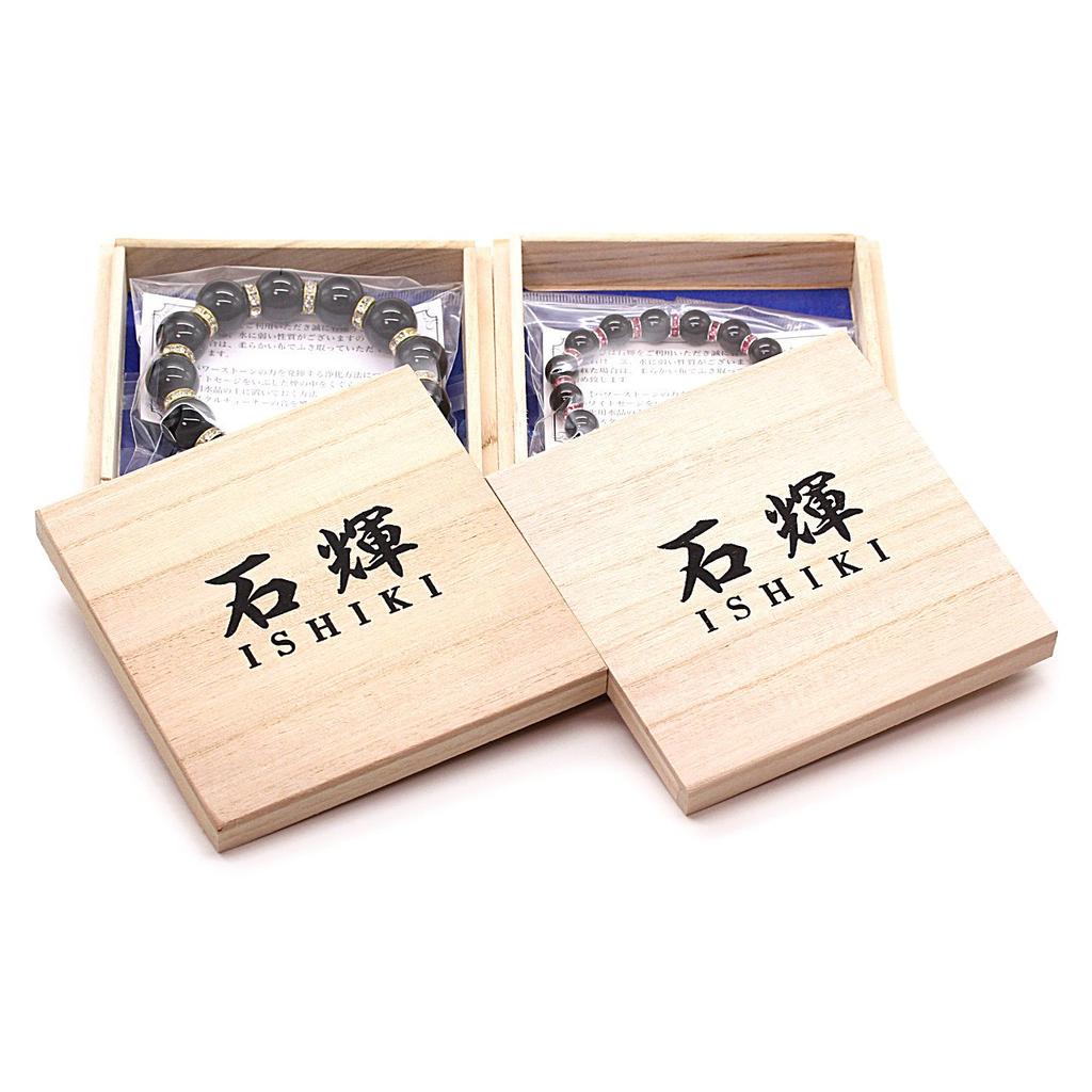 [Ishiki] Natural Onyx 16mm & 10mm Power Stone Amulet Pair Bracelet [b280]