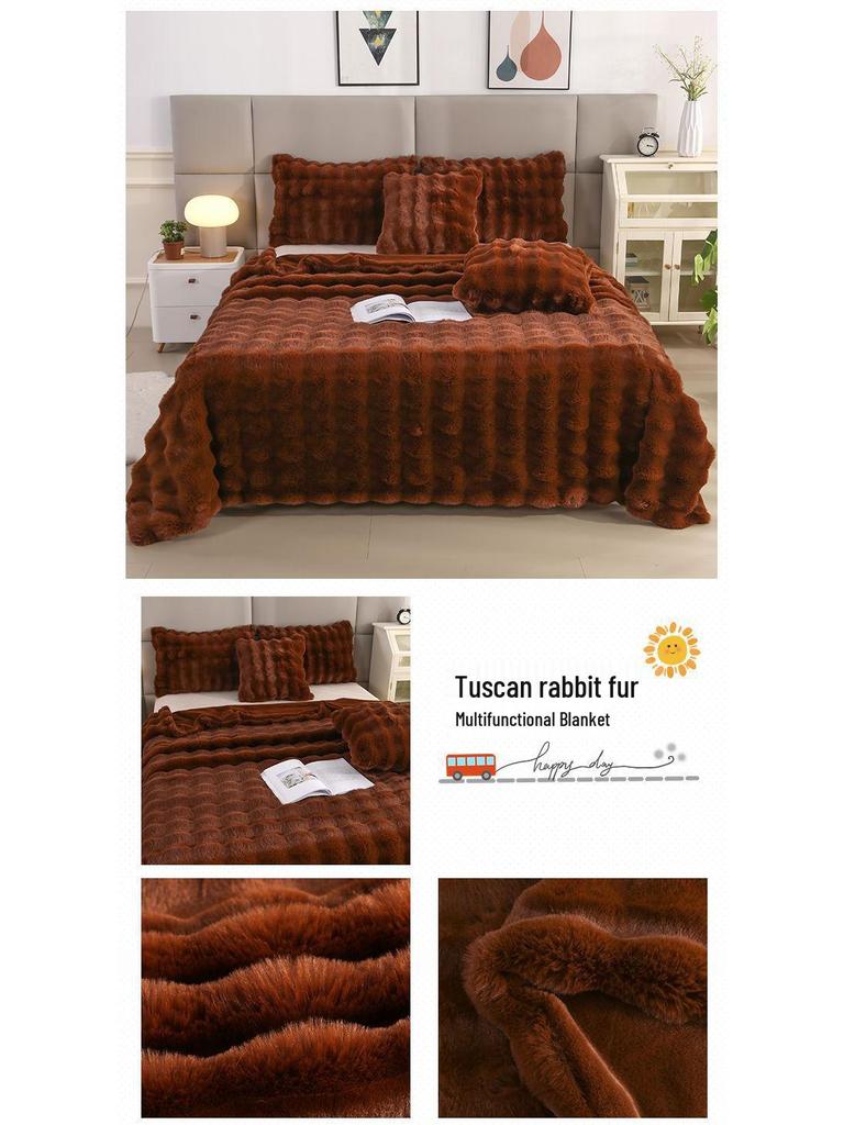 Rote Hasen-Fleece-Plüschdecke - Fleckenresistent, Dick, Kunstpelz, Luxusdecke