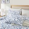 Floral Duvet Cover Set Queen Reversible Blue and White Flower Branches Leaf Print Comforter Cover Vintage Farmhouse Bedding Set