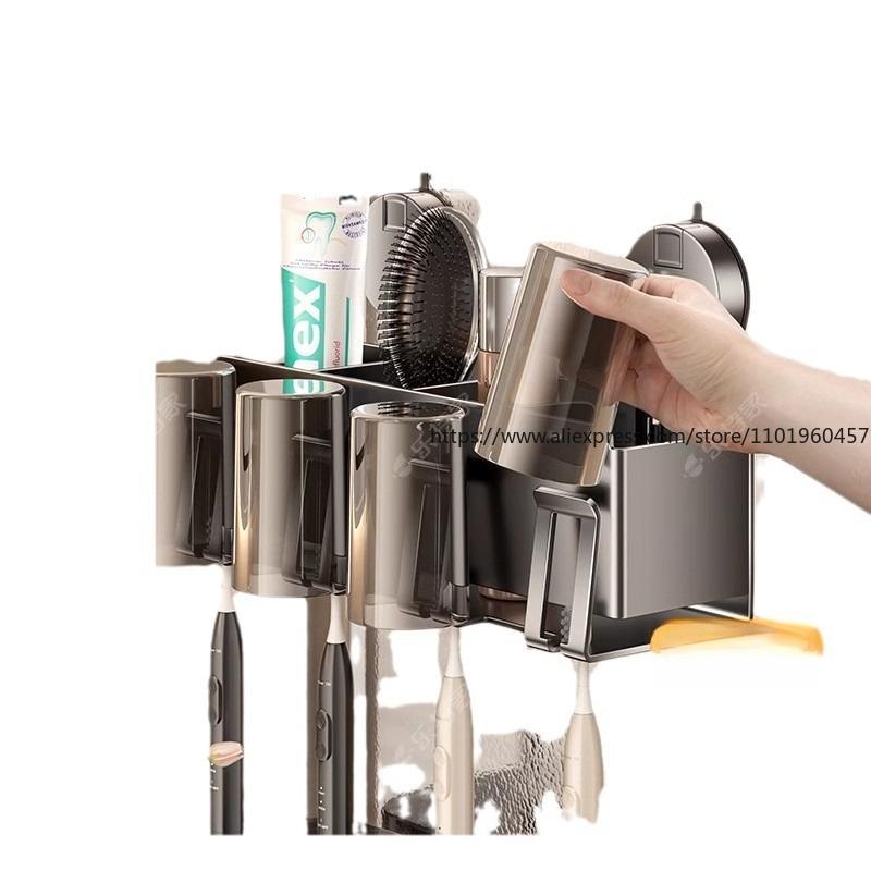 Bathroom Suction Cup Toothbrush Shelf Wall-mounted Non-punching Electric Toothbrush Toothpaste Mouthwash Cup Storage Shelf