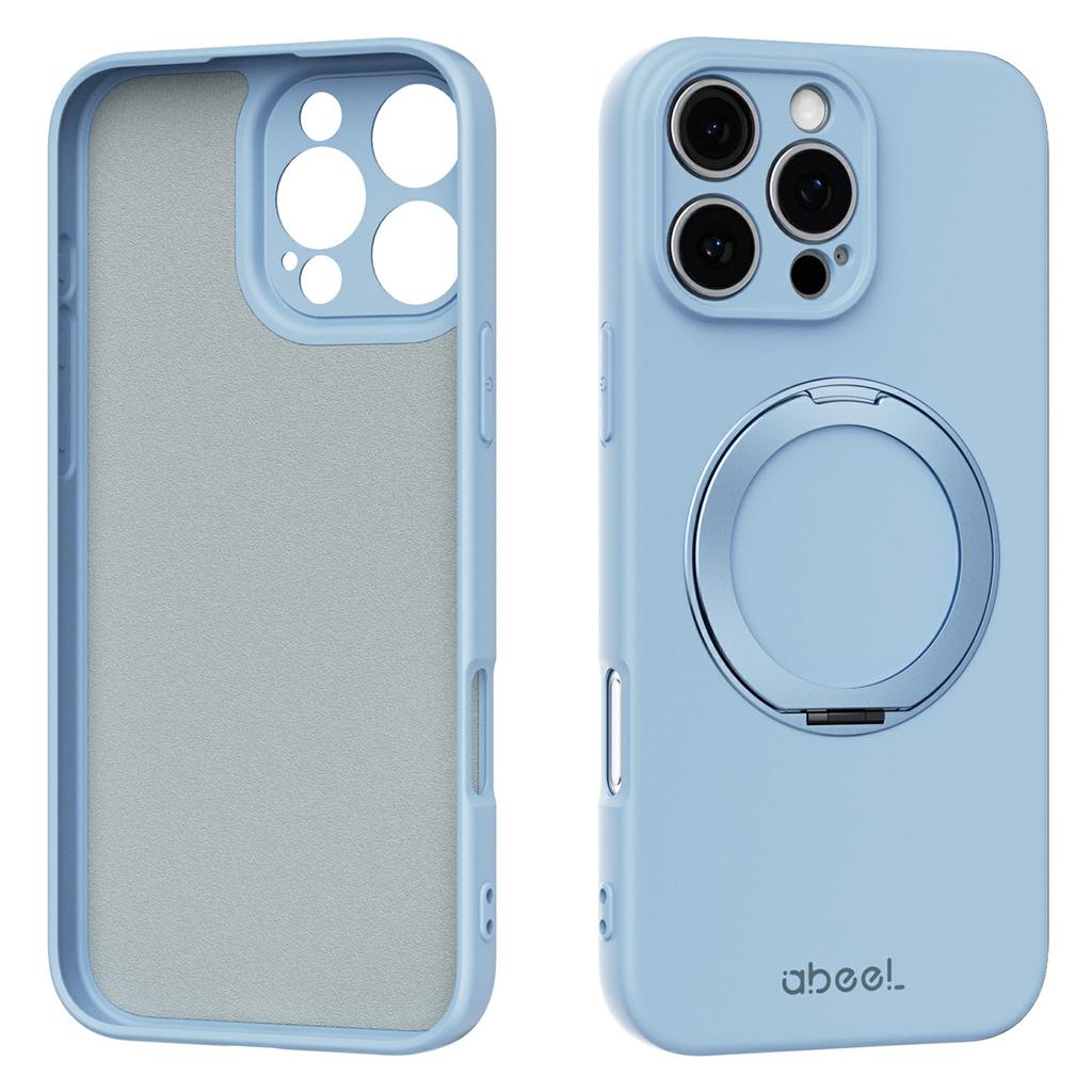 ABEEL For iPhone 16 Pro Magnetic Case Kickstand Skin Touch Liquid Silicone Phone Cover