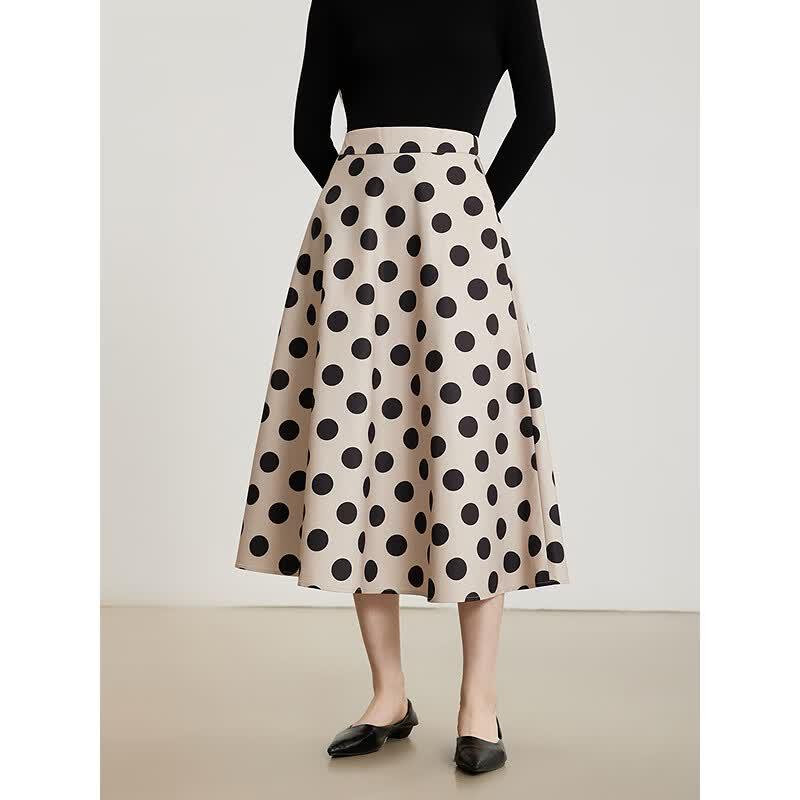 Polka Dot A-Line Midi Skirt XL