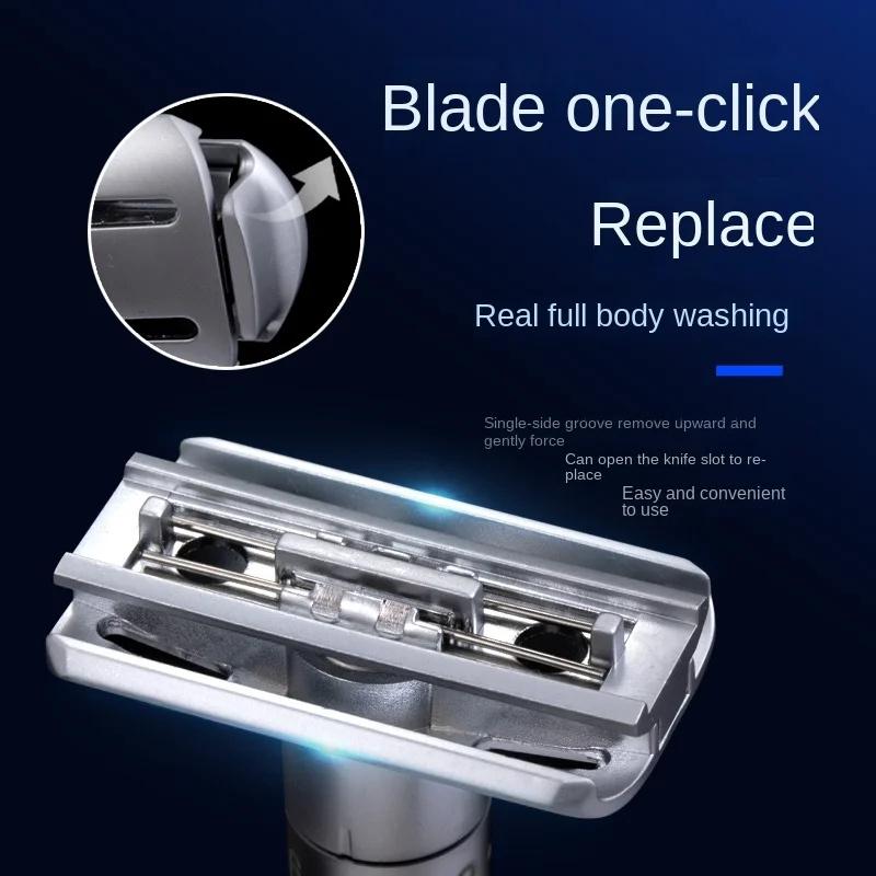 Adjustable Safety Razor Double Edge Classic Mens Shaving Mild To Aggressive 1-6 File Hair Removal Shaver It with 5 Blades