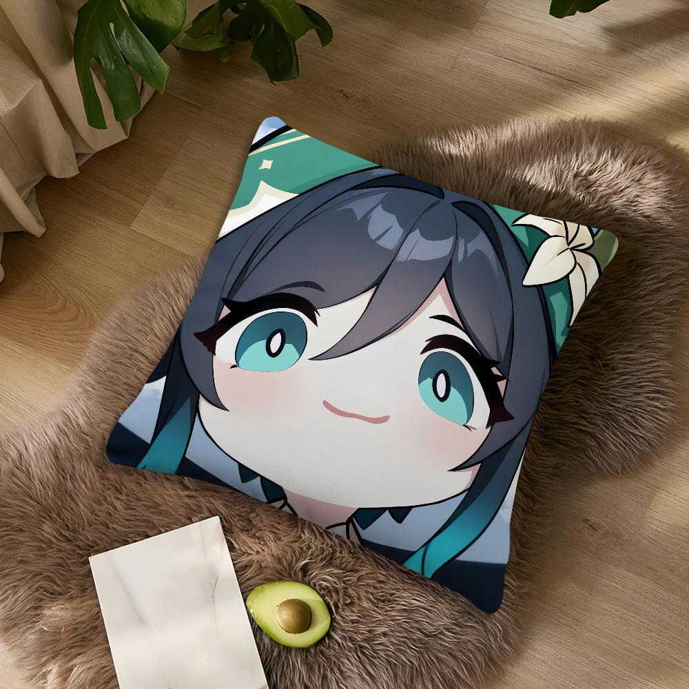 Genshin Impact Cute Q Version Mavuika For Bedroom Car Coffee Shop Room Soft and Living Room Sofa Decorative Pillow Cover Case
