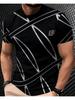 Men's T Shirt Breathable 3D Digital Print Striped T-Shirt - Short Sleeve Round Neck Summer Casual Comfortable Stretch Fit