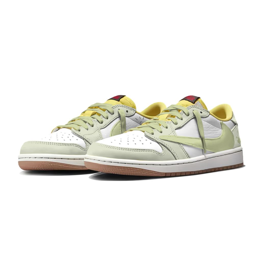 Jordan X Travis Scott Air Jordan 1 Green Mango Hook Slip Resistant Low Top Vintage Basketball Shoes Unisex DZ4137-700(Team2042-  )