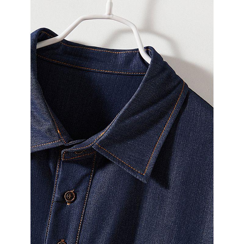 Original Order Orders Exported to Japan! Harajuku Girls Summer Raglan Sleeve Washed Cotton Denim Blue Large Pocket Open Line Dress Breathable