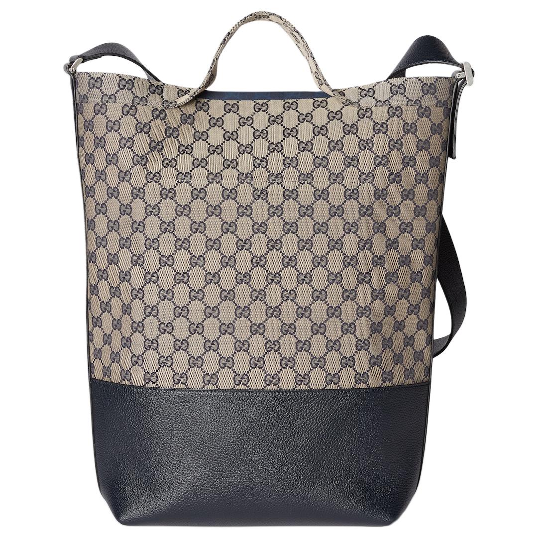 

Gucci Logo Open Tote Bag Men Tote Bags Beige Blue 795816-FADM3-8843 Shopping Bag Set(Basic Set+Shopping Bag)