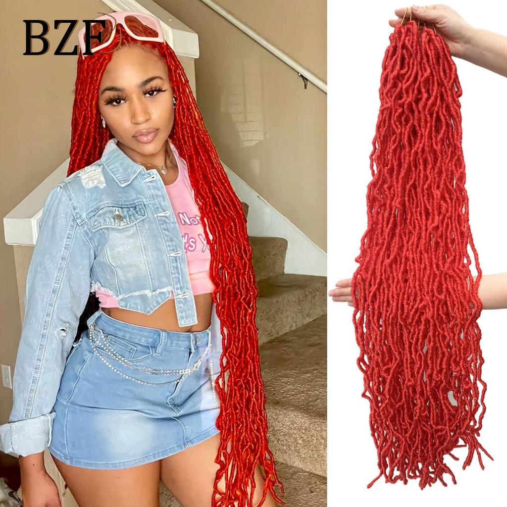 36Inch Pink Soft New Faux Locs Crochet Hair Braids For Women Synthetic Blonde Goddess Nu Locs Braiding Hair Extensions PreLooped