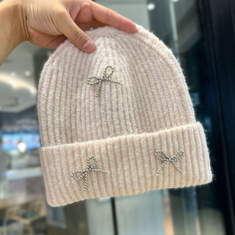 Koreanischer Blogger Strickmütze mit Bommel Herbst und Winter Ins Großer Kopfumfang Vielseitig Mode Ohrenschutz Strickmütze