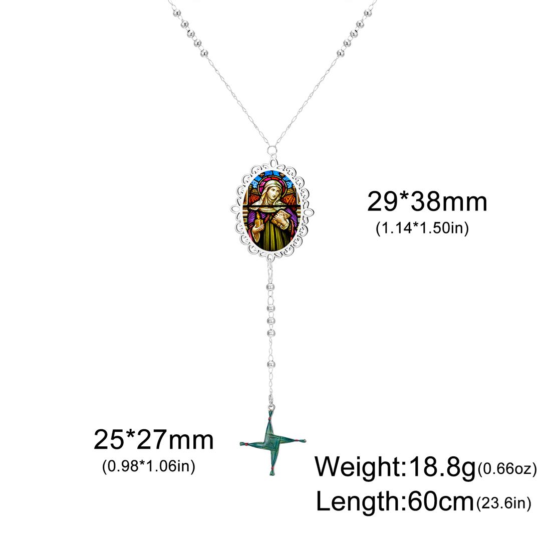 Saint Jude Rosary Lariat Necklace Stainless Steel Enamel St. Jude Medal Catholic Necklace Double-layer Christian Jewelry