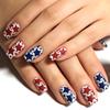 Fourth of July Glitter Nail Art Set: 24 Pieces of Short Glossy Pink & Blue Star False Nails