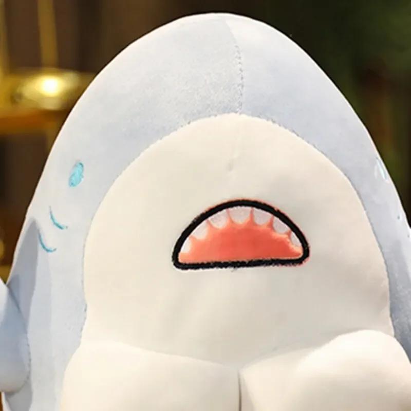 Cute Muscle Shark Plush Doll Worked Out Shark Stuffed Cartoon Toys Strong Animal Pillow for Girl Boyfriend Gifts New