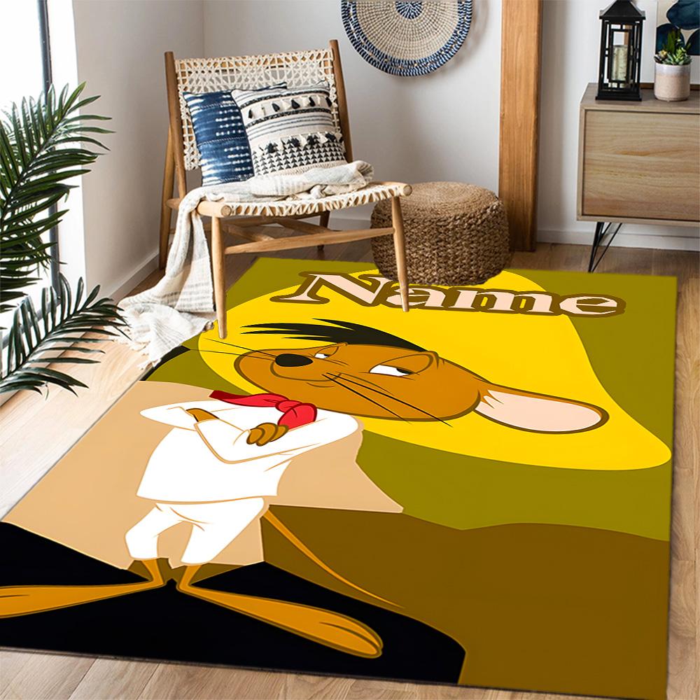Looney Unique Rod. Personalized Text Floor Rug Office Rug Design for Entryway Dining Room Decorate room Hallway Anti-slip Rug Anime Office Decor