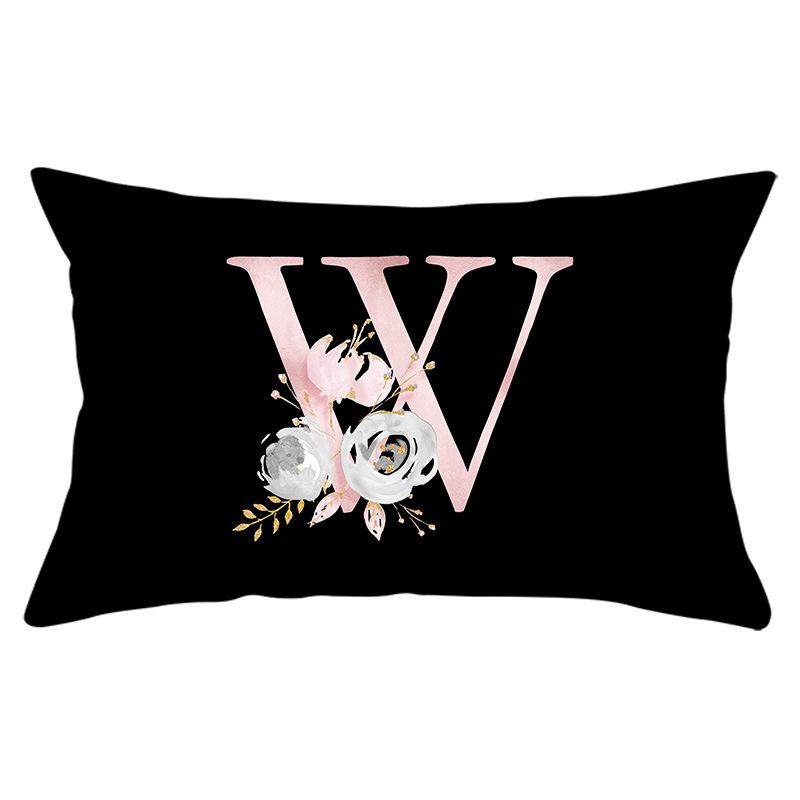 New Black Crown Letter Waist Pillow Cover for Home Peach Skin Sofa Waist Cushion Cover Car Cushion Cover