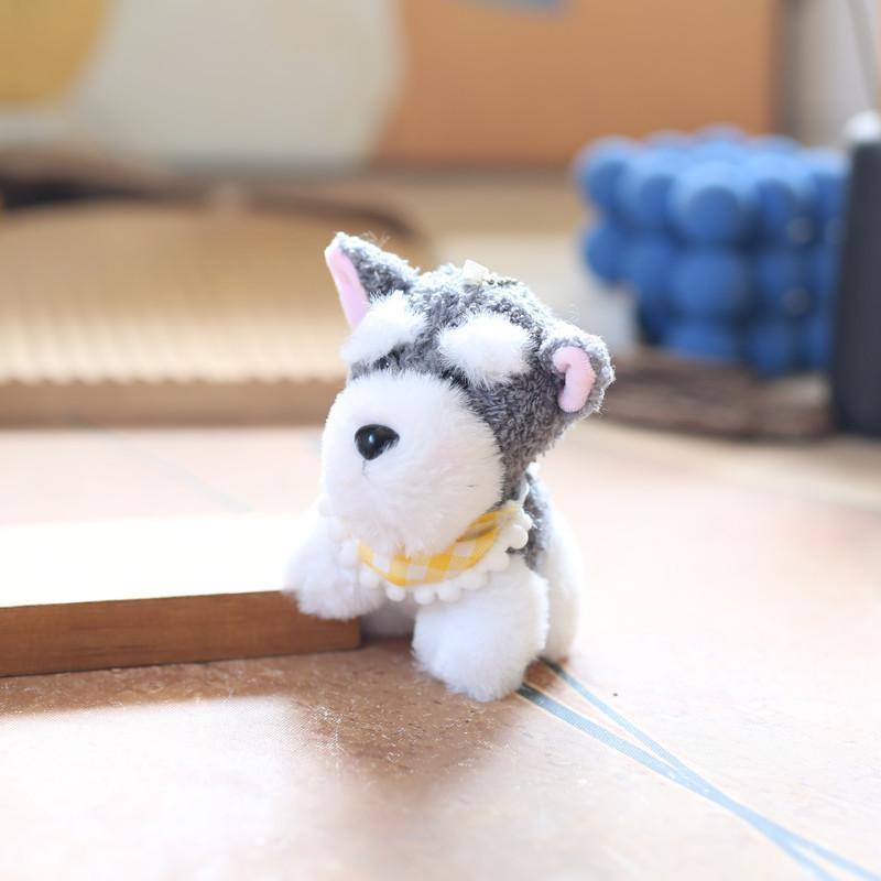 Adorable Plush Schnauzer Keychain Soft Short Plush Cute Dog Bag Charm 12cm