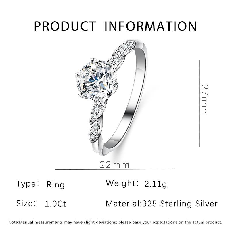 925 Sterling Silver Moissanite Six-Prong Women s Twin Flower Ring Size 5