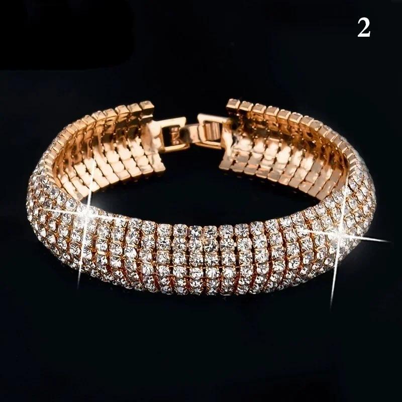 

Women Summer Simple Fashionable Diamond Inlaid Crystal Water Diamond Bracelet with Full Diamond Bracelet Bride s Jewelry Gifts 2
