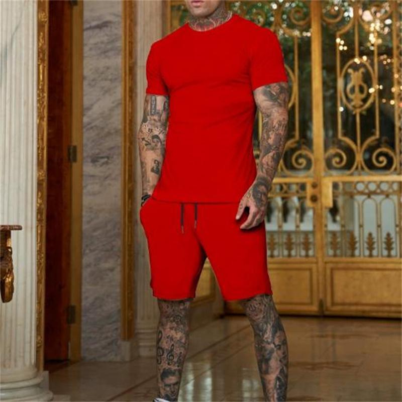 NEW Fashion Casual Tracksuit Summer Outdoor Sports Suit Men's Breathable Short Sleeve T-shirt+shorts Men's Suit Two-piece Set