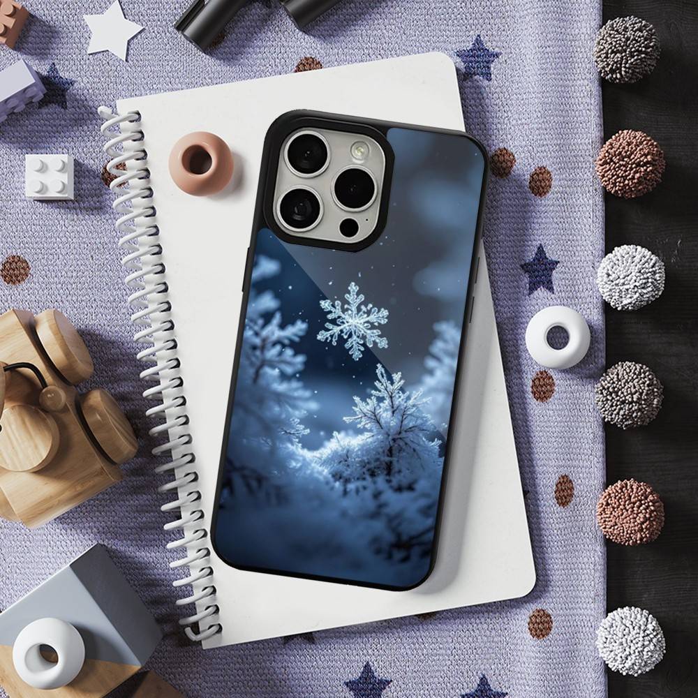 Snowflakes Art Christmas For iPhone 12,14,11,15,13,16,17,For Magsafe,Plus,Mini, Pro,Max,Magnetic Wireless Charging Case