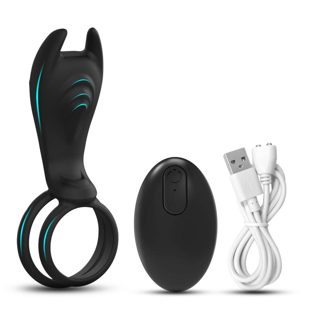 Vibrating Penis Ring with Remote Control for Men Couples Dual Cock Ring Delay Ejaculation Cockring Clit Stimulator Sex