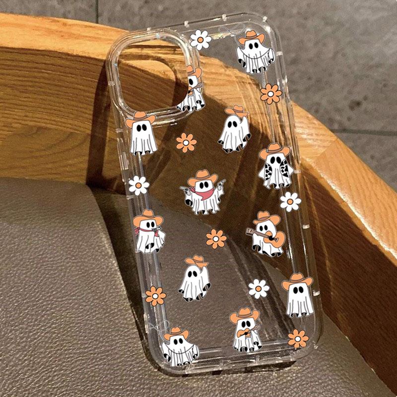 

Western Halloween Cowboy Ghost & Flowers Print Clear Case For Xiaomi Poco F6 Pro 5G F5 F7 X6 X3 Transparent Shockproof TPU Cover Poco X3 Pro